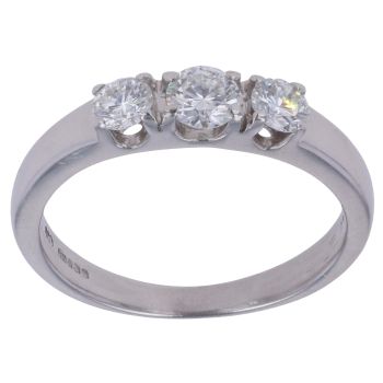 18ct White Gold 0.55ct Brilliant Cut Diamond Trilogy Ring