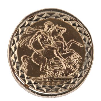 9ct Yellow Gold 1910 Edward VII UK Full Sovereign Coin Ring