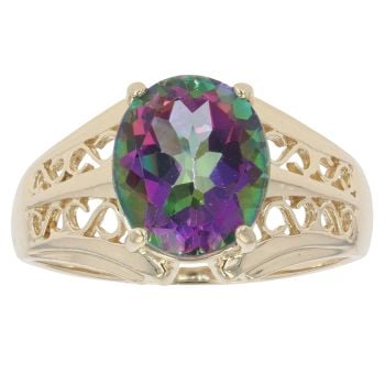 9ct Yellow Gold Mystic Topaz Single Stone Ring