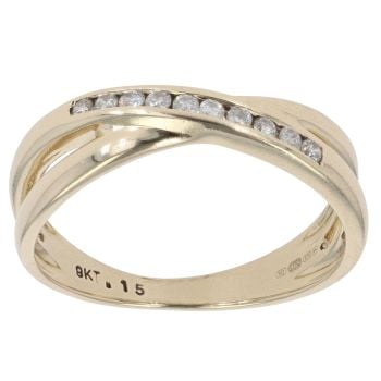 9ct Yellow Gold 0.15ct Diamond Crossover Ring