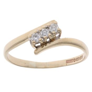 9ct Yellow Gold 0.12ct Diamond Trilogy Crossover Ring