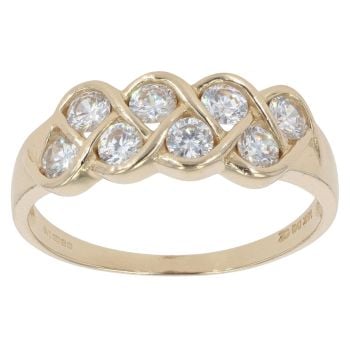 14ct Yellow Gold Two Row Cubic Zirconia Ring