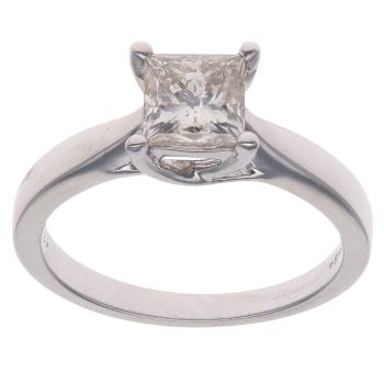 18ct White Gold 1.11ct Princess Cut Diamond Solitaire Ring