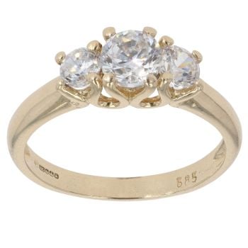 14ct Yellow Gold Cubic Zirconia Three Stone Ring
