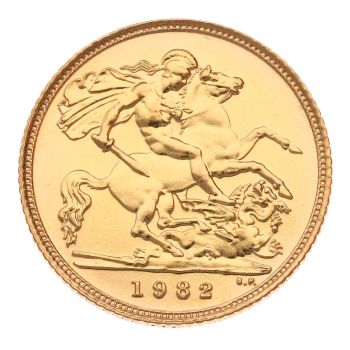 1982 Elizabeth II Decimal Portrait UK Half Sovereign Coin