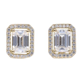 14ct Yellow Gold Cubic Zirconia Cluster Earrings