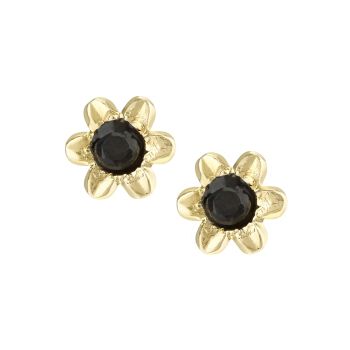 9ct Yellow Gold Round Sapphire Flower Stud Earrings