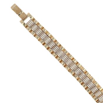 9ct Yellow Gold Cubic Zirconia Watch Style Bracelet 7.5"