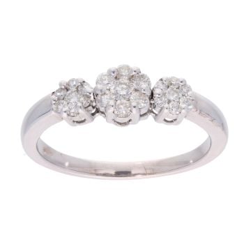 18ct White Gold 0.33ct Diamond Triple Cluster Ring