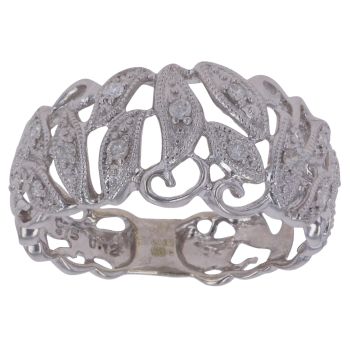 9ct White Gold 0.12ct Diamond Leaf Fancy Ring