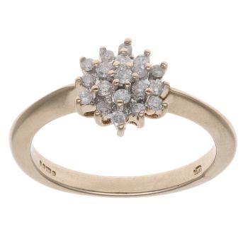 9ct Yellow Gold 0.25ct Brilliant Cut Diamond Cluster Ring