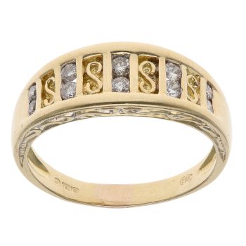 18ct Yellow Gold 0.25ct Brilliant Cut Diamond Two Row Fancy Ring