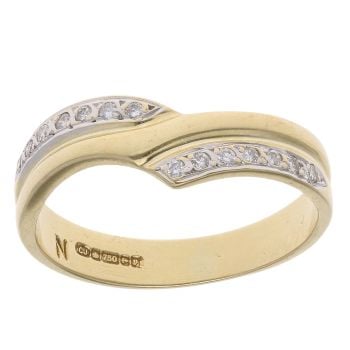 18ct Yellow Gold 0.15ct Diamond Wishbone Ring