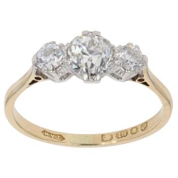 18ct Yellow Gold 1.25ct Brilliant Cut Diamond Trilogy Ring