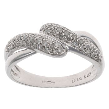 9ct White Gold 0.25ct Brilliant Cut Diamond Crossover Ring