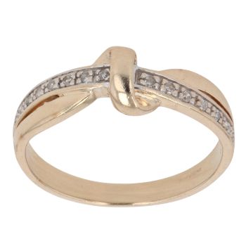 9ct Yellow Gold 0.10ct Brilliant Cut Diamond Crossover Ring