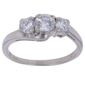 9ct White Gold Cubic Zirconia Three Stone Ring
