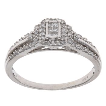 9ct White Gold 0.25ct Mixed Cut Diamond Cluster Ring