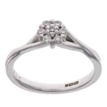 9ct White Gold 0.15ct Brilliant Cut Diamond Cluster Ring