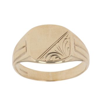 9ct Yellow Gold Patterned Signet Ring