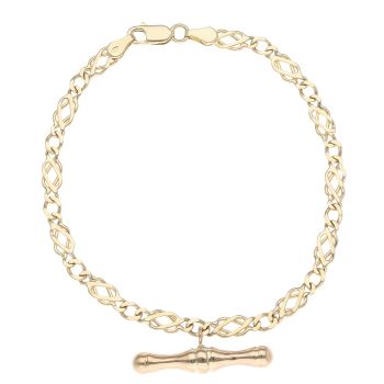 9ct Yellow Gold Celtic T-Bar Bracelet 7"