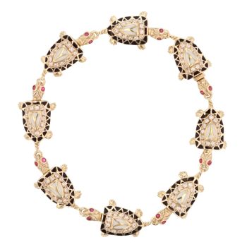 14ct Yellow Gold Ruby Turtle Fancy Bracelet 8"
