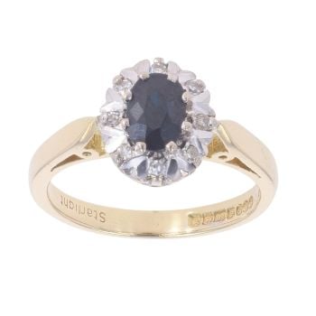 18ct Yellow Gold 0.10ct Diamond and Sapphire Cluster Ring