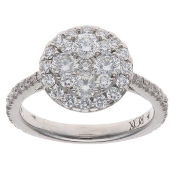 18ct White Gold 1.00ct Brilliant Cut Diamond Cluster Ring