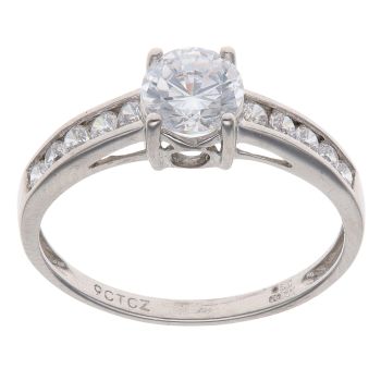9ct White Gold Cubic Zirconia Single Stone Ring
