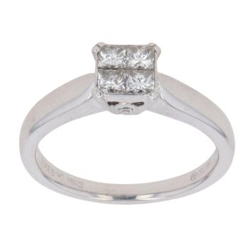 18ct White Gold 0.39ct Princess Cut Diamond Cluster Ring