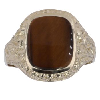 9ct Yellow Gold Tiger's Eye Solitaire Signet Ring