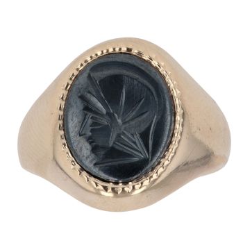 9ct Yellow Gold Hematite Centurian Signet Ring