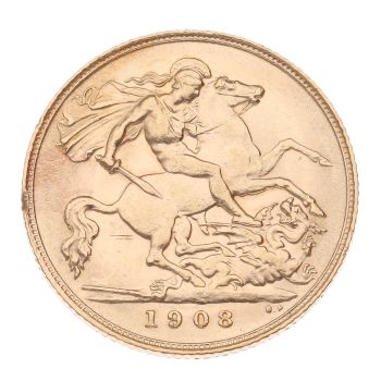 1908 Edward VII Large Head UK Half Sovereign Coin