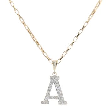 9ct Yellow Gold Cubic Zirconia Initial 'A' Pendant And Chain 24"
