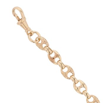 9ct Yellow Gold Patterned and Plain Button Bracelet 8"