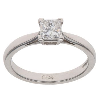 Platinum 0.60ct Princess Cut Diamond Solitaire Ring