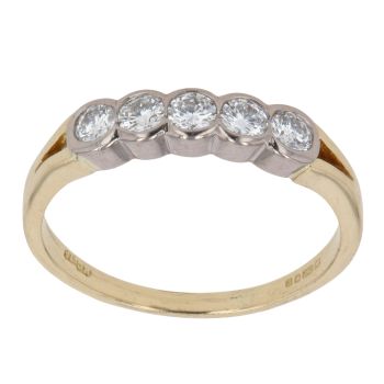18ct Yellow Gold 0.50ct Brilliant Cut Diamond Five Stone Ring