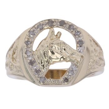 9ct Yellow Gold 0.15ct Diamond Horseshoe Ring