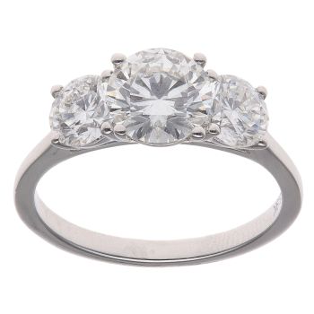 9ct White Gold 2.35ct Brilliant Cut Lab Grown Diamond Trilogy Ring