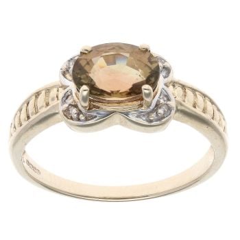 9ct Yellow Gold 0.05ct Diamond and Citrine Ring