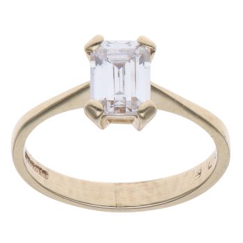 9ct Yellow Gold Cubic Zirconia Solitaire Ring