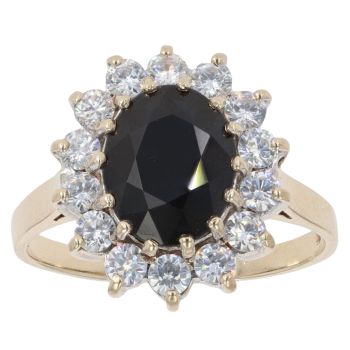 9ct Yellow Gold Cubic Zirconia and Sapphire Cluster Ring