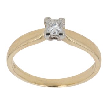 18ct Yellow Gold 0.25ct Princess Cut Diamond Solitaire Ring
