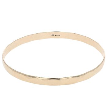 9ct Yellow Gold Plain Hammered Style Bangle