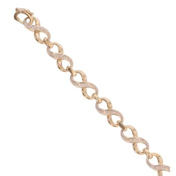 9ct Yellow Gold 0.15ct Cut Diamond Bracelet 7"