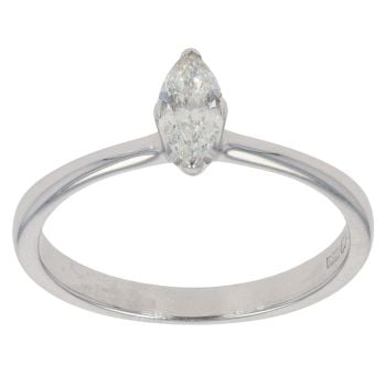 18ct White Gold 0.25ct Marquise Cut Diamond Solitaire Ring