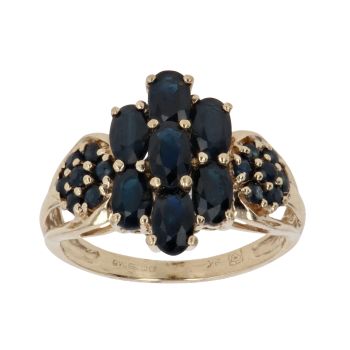 9ct Yellow Gold Sapphire Cluster Ring