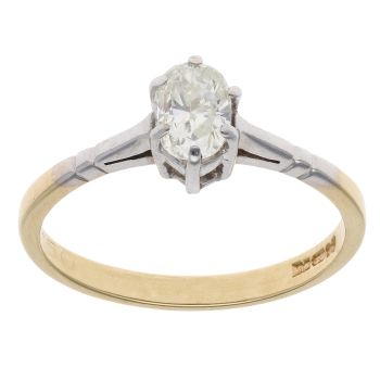 18ct Yellow Gold 0.50ct Oval Cut Diamond Solitaire Ring