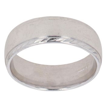Platinum Patterned Edge Wedding Band 7mm