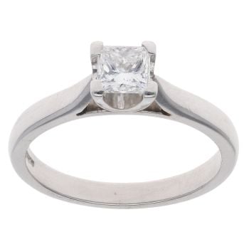 Platinum 0.55ct Princess Cut Diamond Solitaire Ring